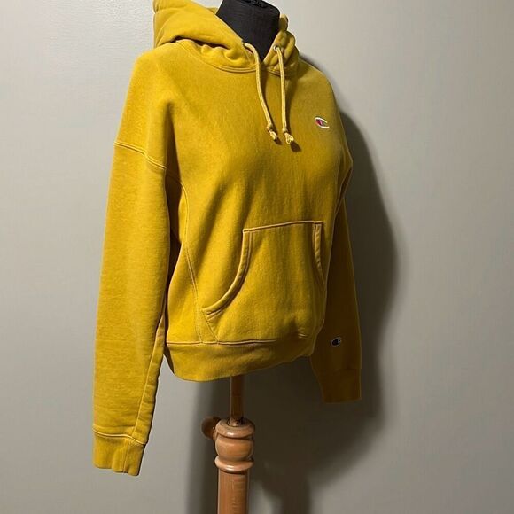 Champion Yellow Reverse Weave Drop Shoulder Pullover Hoodie - Picture 8 of 10